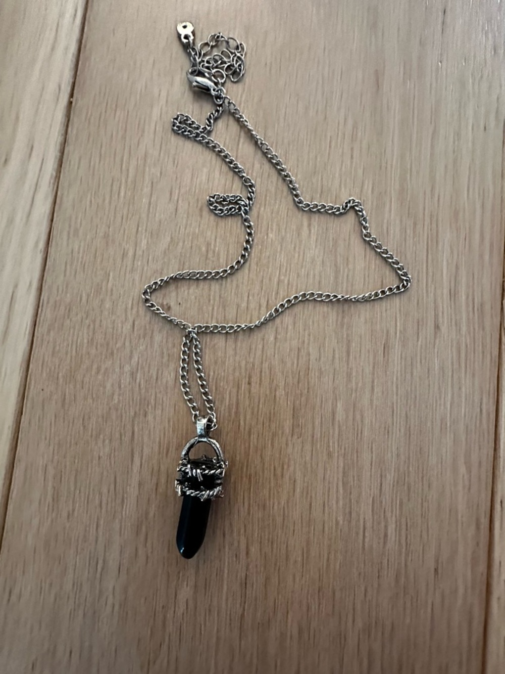 Vintage goth crystal silver necklace